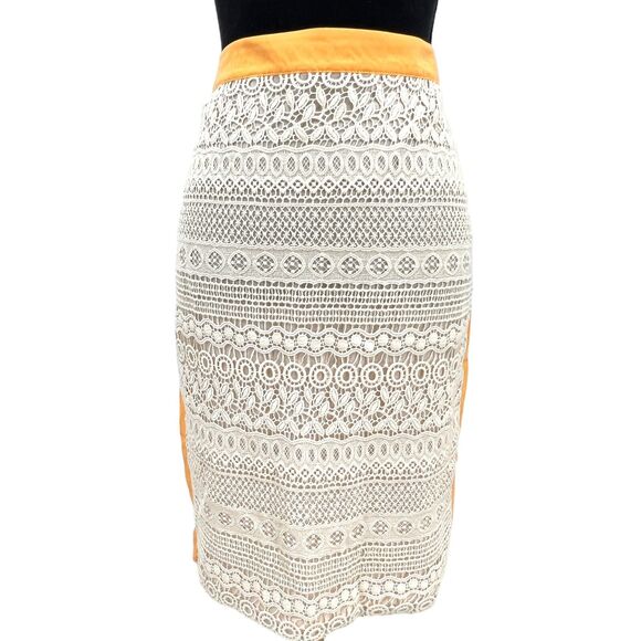 Potter's Pot Creme Crochet Lace Cropped Boxy Top Lace Skirt Boho Large‎ - Picture 3 of 12